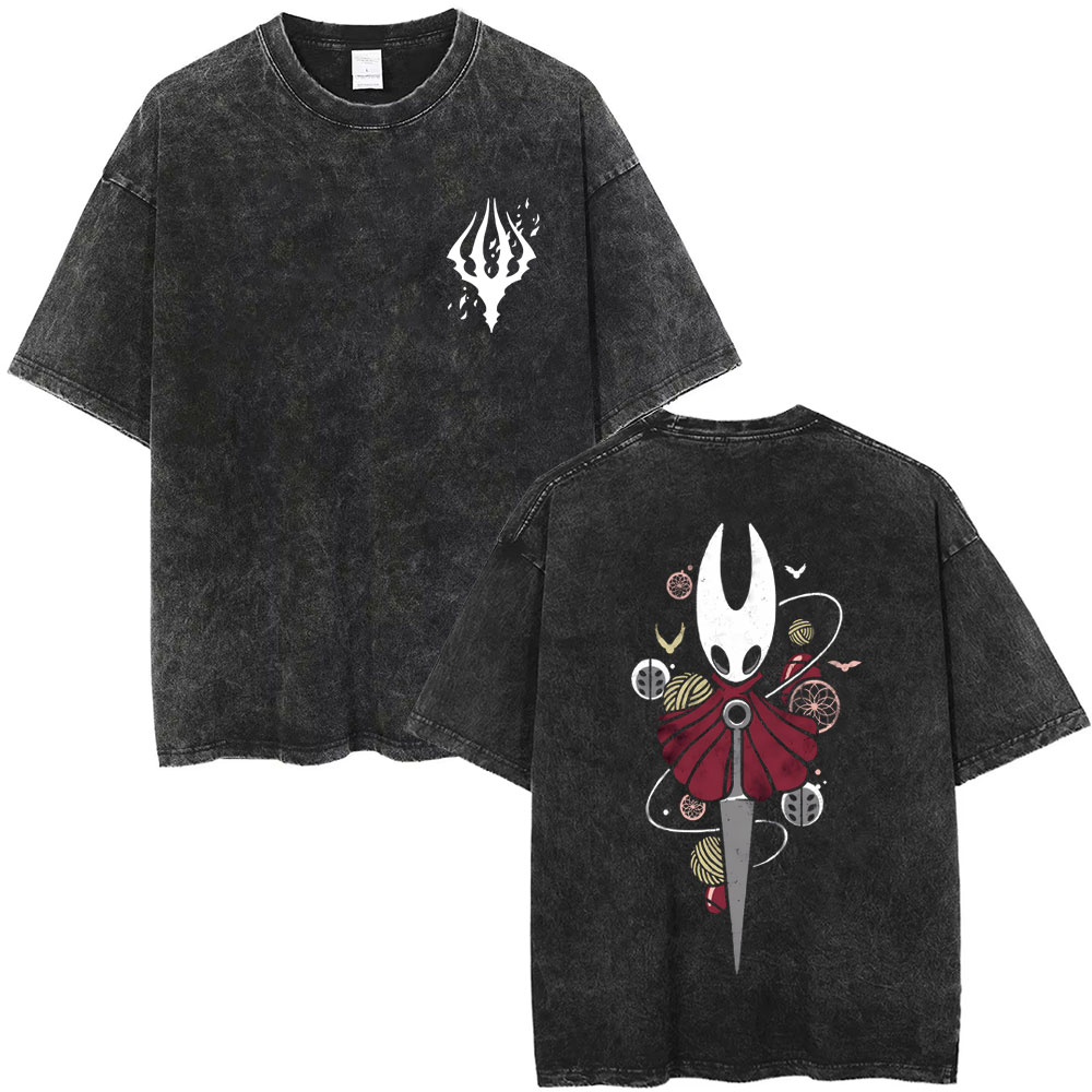 Retro Gaming T Shirt - Gewassen Vintage Game Hollow Knight Dubbelzijdig